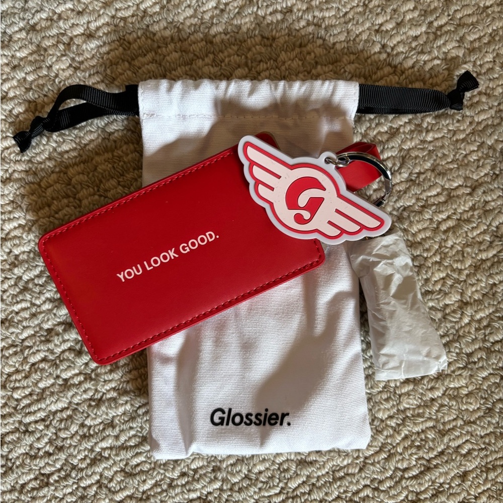 Glossier Red Keychain with Winged Charm